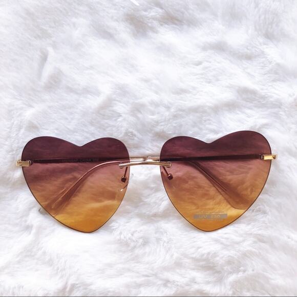 Miley Brown & Tan Gradient Heart Sunglasses - Picture 1 of 11